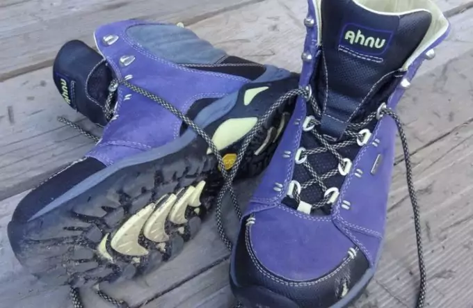 Image of Ahnu Montara hiking boots on the floor