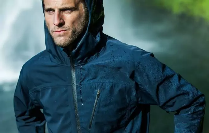 man wearing waterproof parka