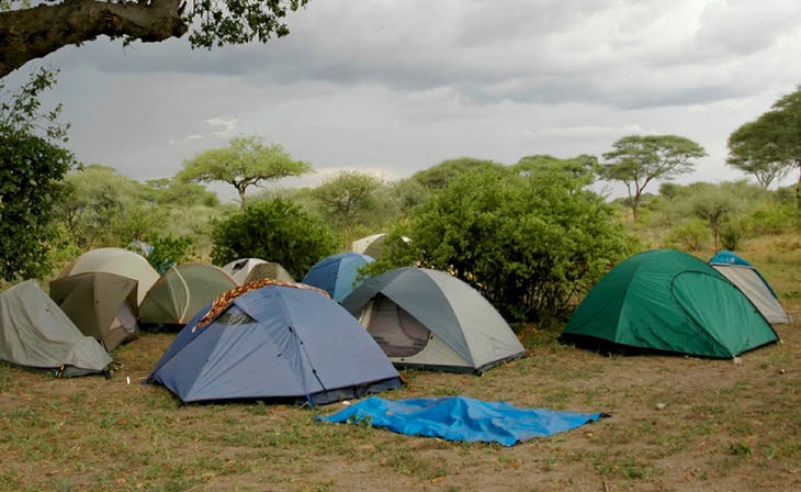 Camping under cloudy weather