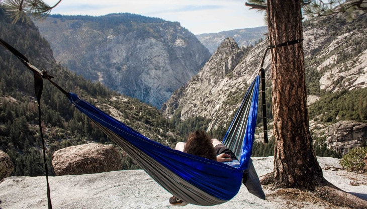 Resting on hammock