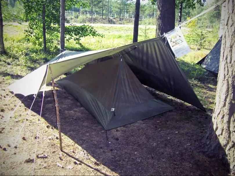 A tarp above the tent