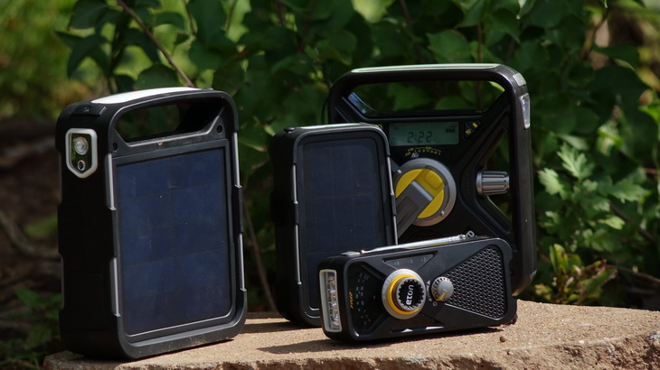 Eton Solar Radios outside in the sun