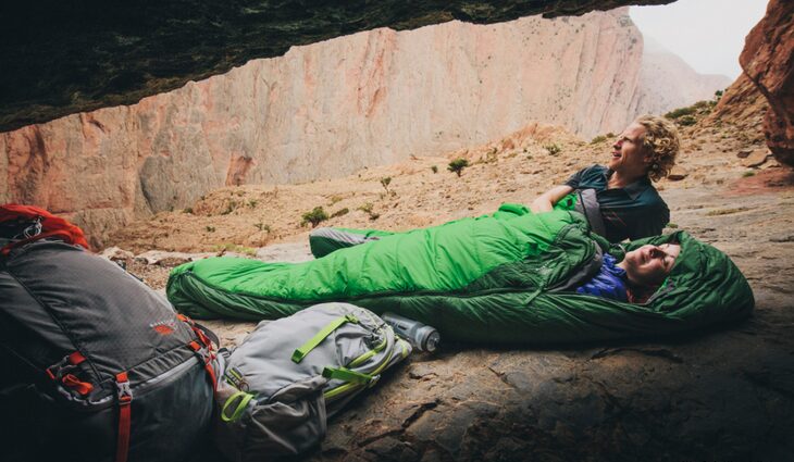 Two adults in sleeping bags