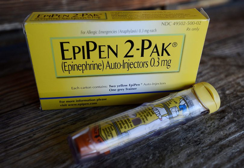 close-up picture of epinephrine autoinjector