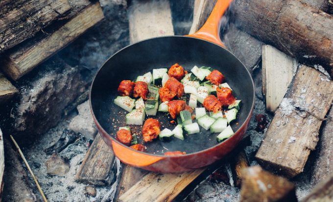 Cooking on a frying pan
