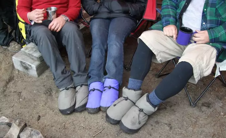 Group of people wearing Puffy-camp-booties