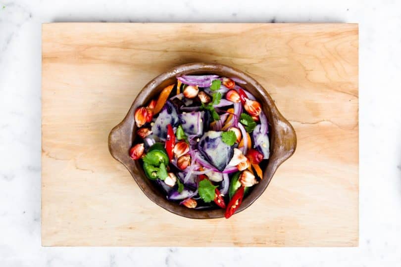 picture of a canned salad on table