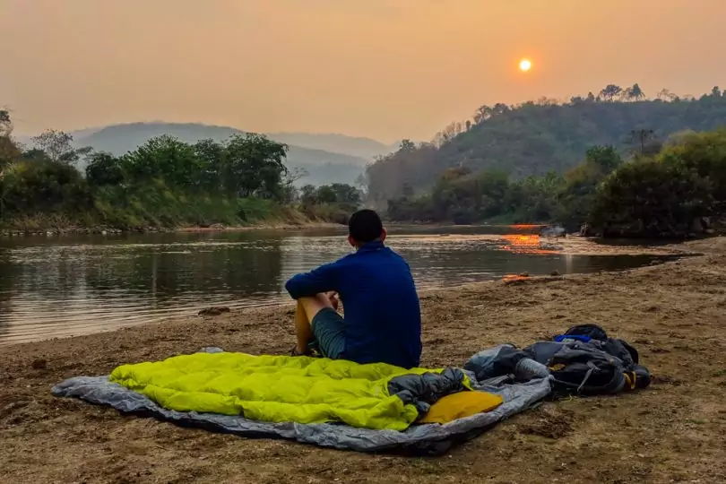 picture of a backpacker resting