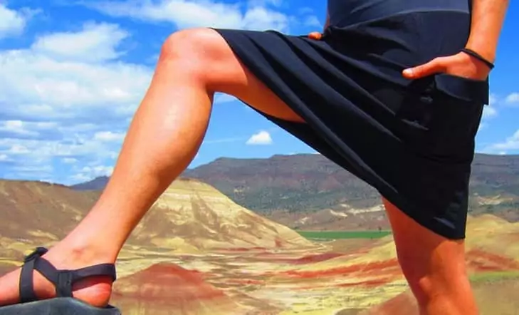 Woman wearing the Activewear-Hiking-Skirts-with-yoga-style