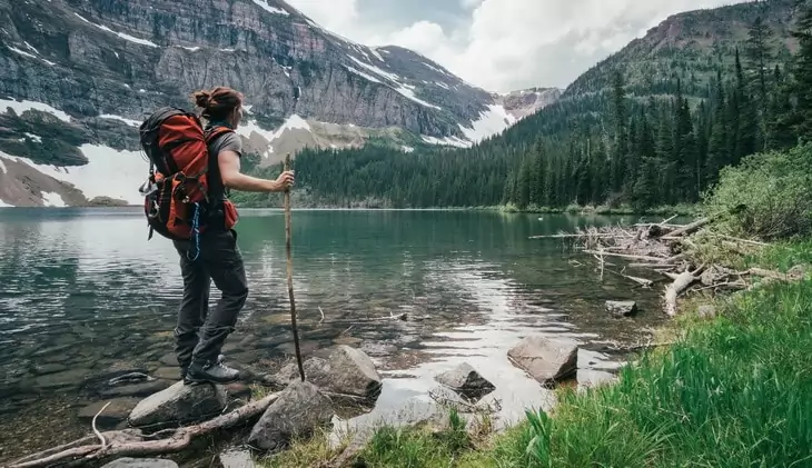 Hiker looking at the landscape