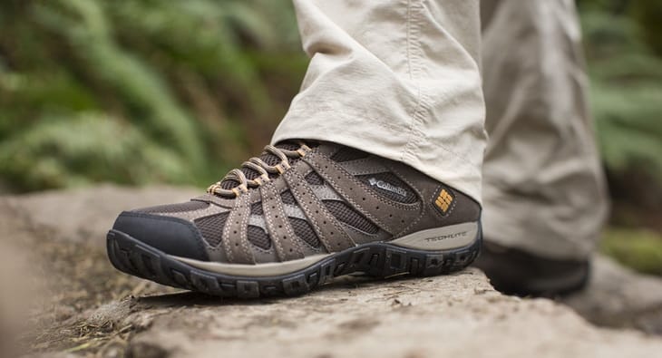 Man Wearing Columbia-Redmond-Leather-Hiking-Boots