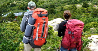 Couple backpacking adventure