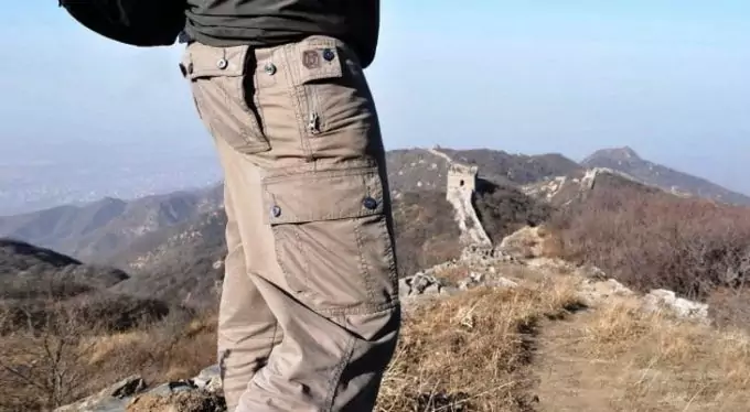 Side view of a hikers quick dry pants