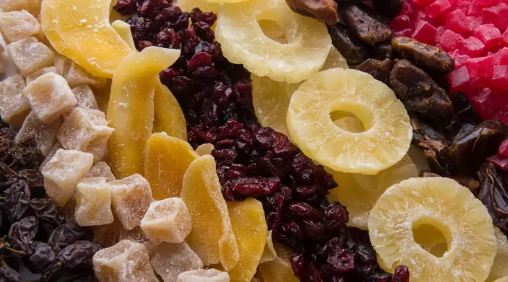 Close-up picture of dried fruits on the plate