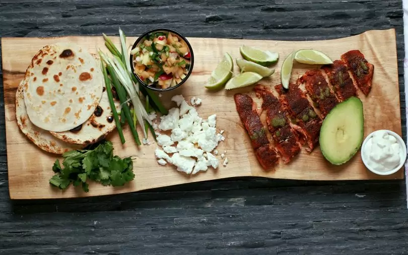 Jerk Spiced Organic Trout Tacos with Honeydew Salsa