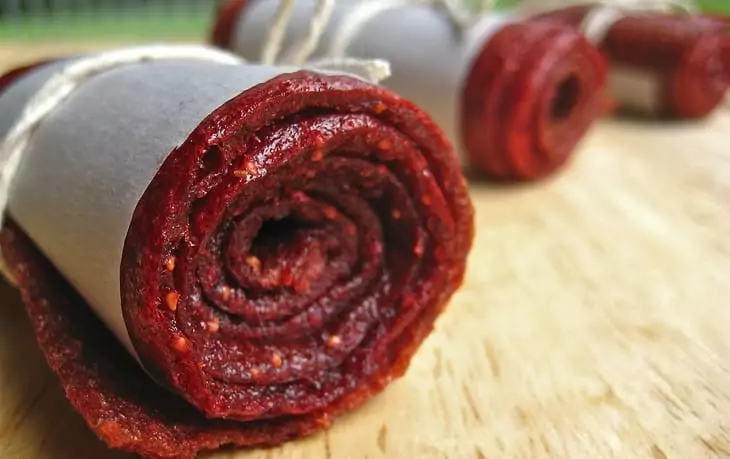 Strawberry Fruit Leather on the Table