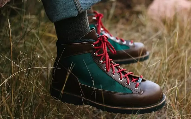 Someone wearing a pair of Stylish-hiking-boots
