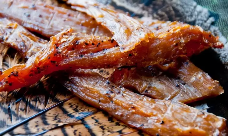 Close-up photo of homemade Turkey Jerky