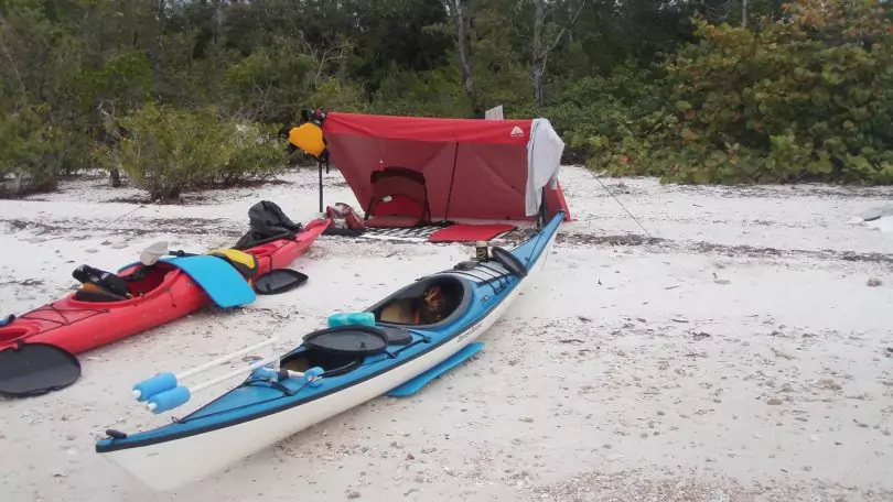 Picture of two canoes while kayak camping