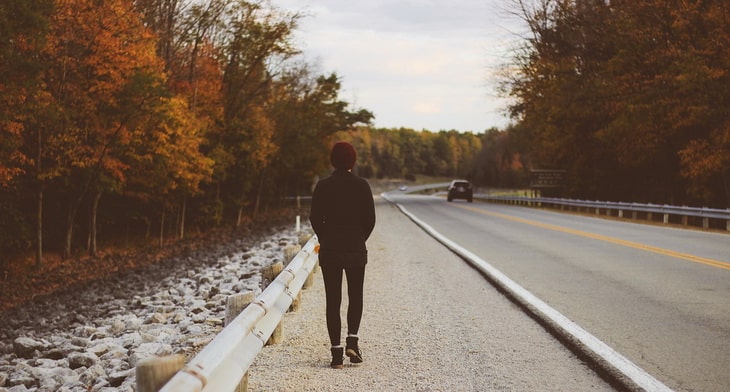 person walking down the street