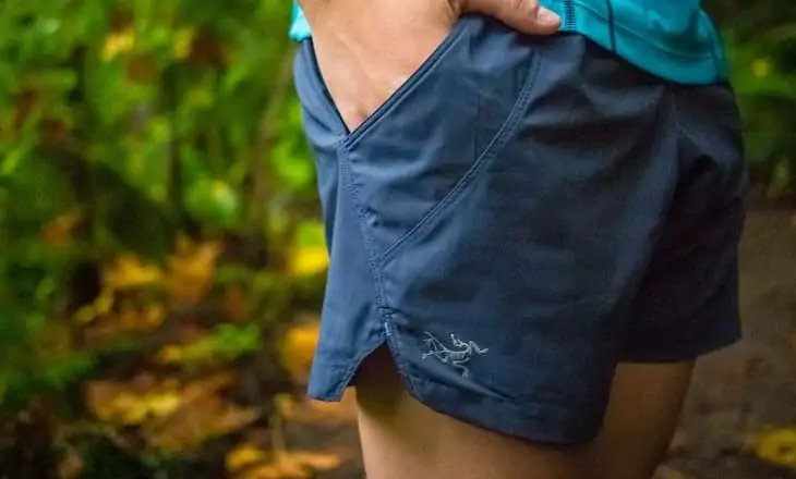 A man hiking in shorts