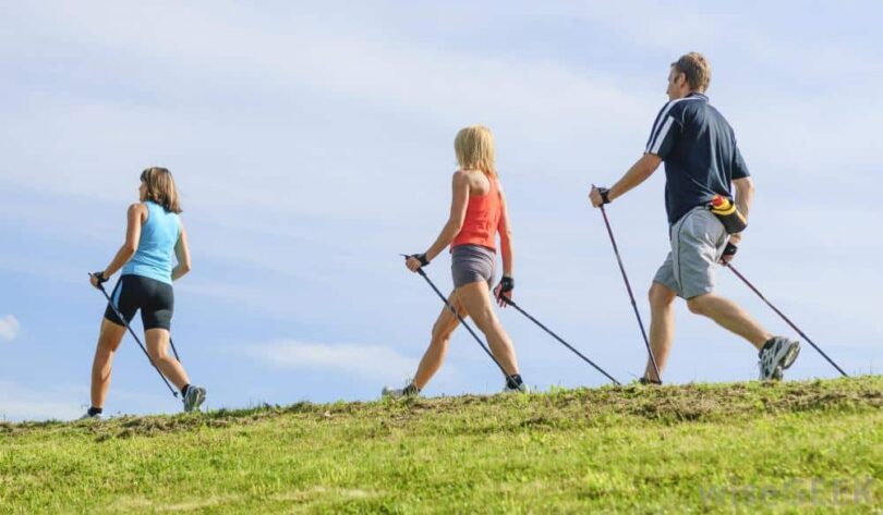 hiking with a group of people