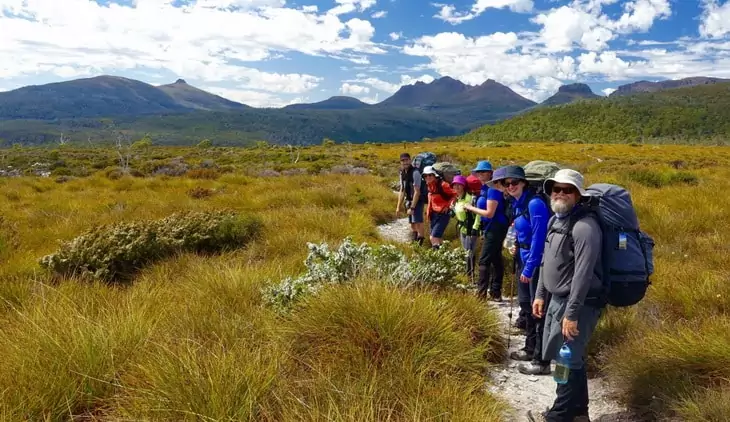 group of hikers on Overland Track trail