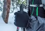 hiker wearing merino wool gloves