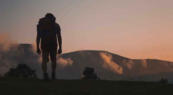 hiking at the sunset