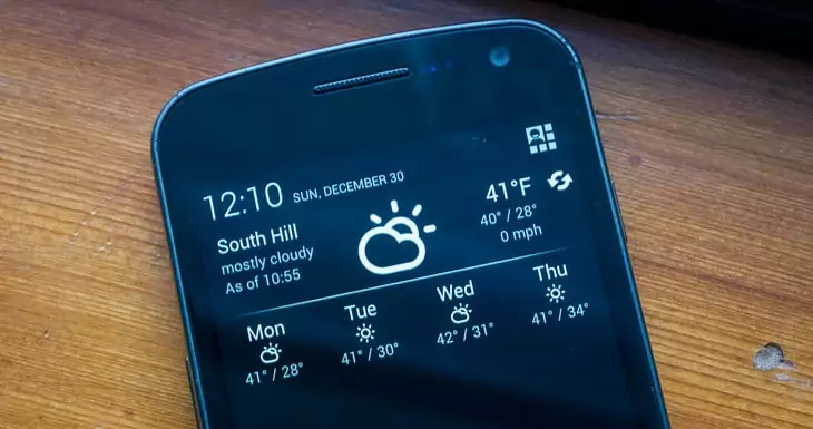 weather forecast on a smartphone