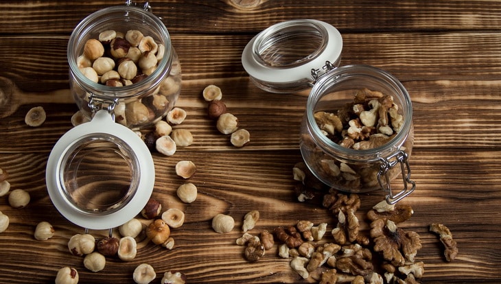 nuts in jars on the table