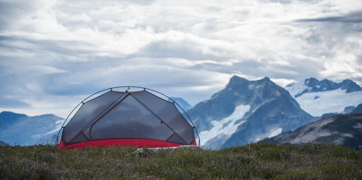 camping on a treeless area