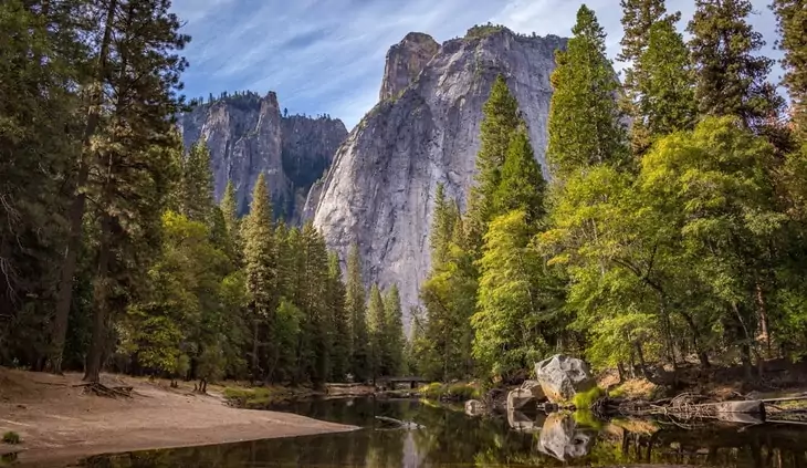 Landscape of mountains and lake