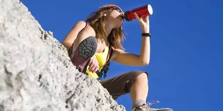 Hiker drinking water