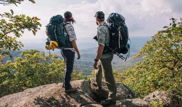 Backpackers taking in the view