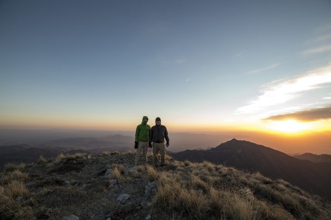 Two hiker on mountain Washington, Santa Rita view