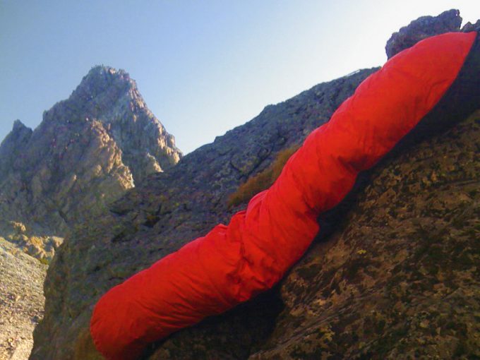 bison sleeping bag in the nature