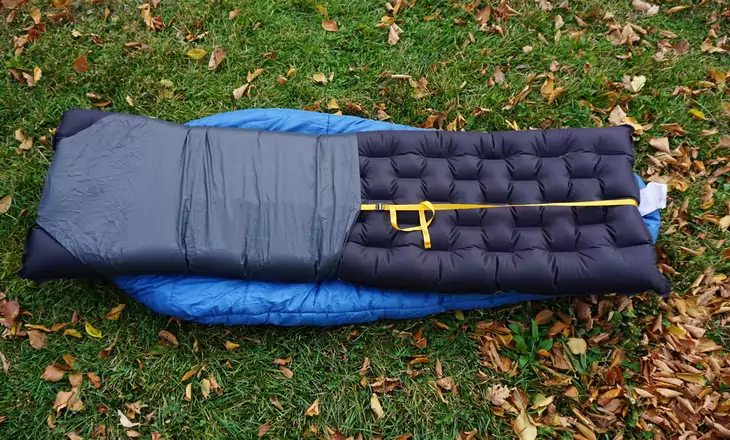 Big Agnes Sleeping Bag and Pad System on the grass outside