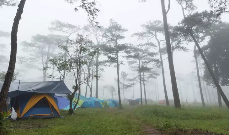 Camping on a rainy day