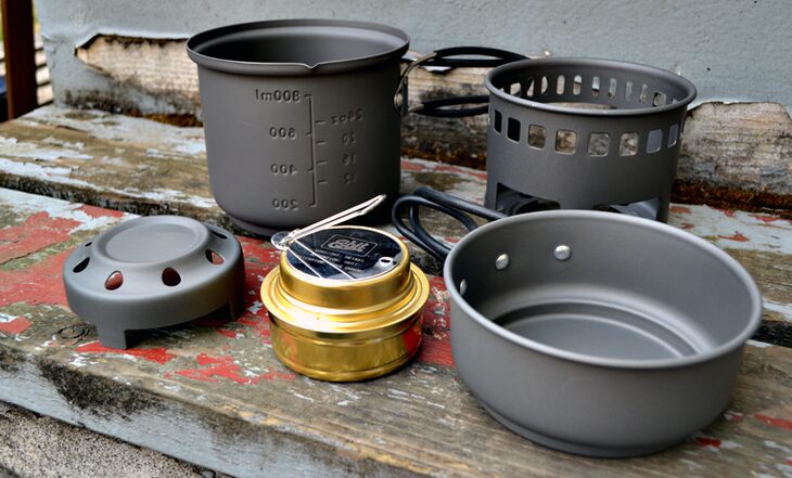 Esbit alcohol stove and trekking cookset