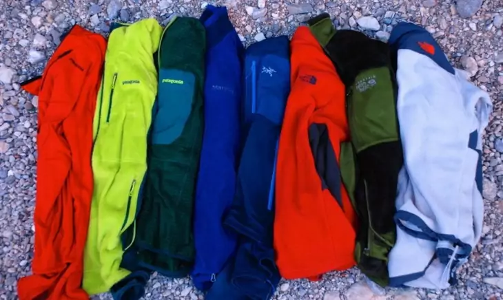 Fleece jacket on the ground with different colours