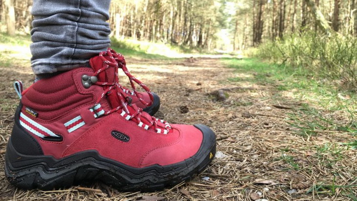 Hiking boots in the forest