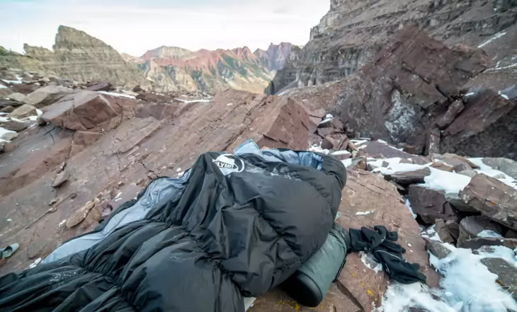 Klymit KSB 20 Sleeping Bag on top of the mountains