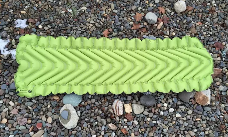 Klymit Static V2 Inflatable Sleeping Pad on rocks outside