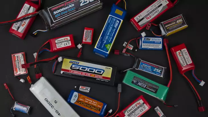 Lipo batteries on a black table
