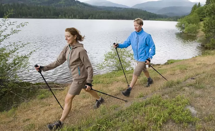 Two adults using Walking Poles