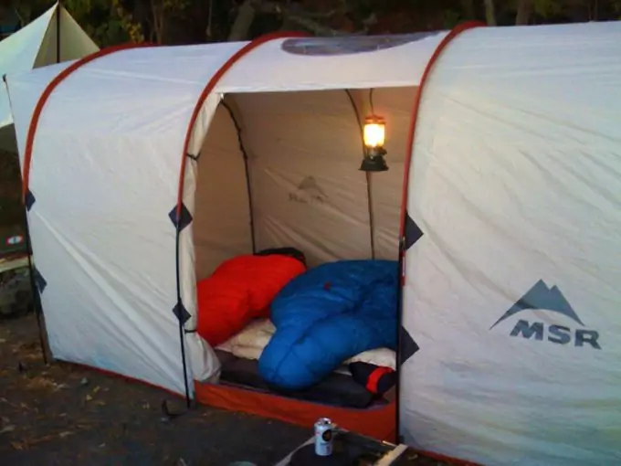 bison sleeping bag in msr tent