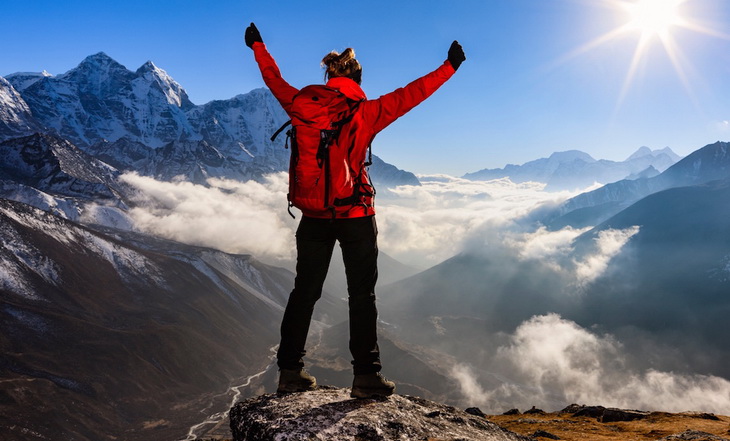 Hiker on top of the mountains