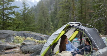 Two adults camping with Kelty TN 2 Person Tent