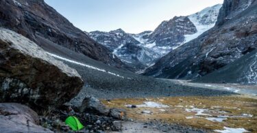 Camping near mountains